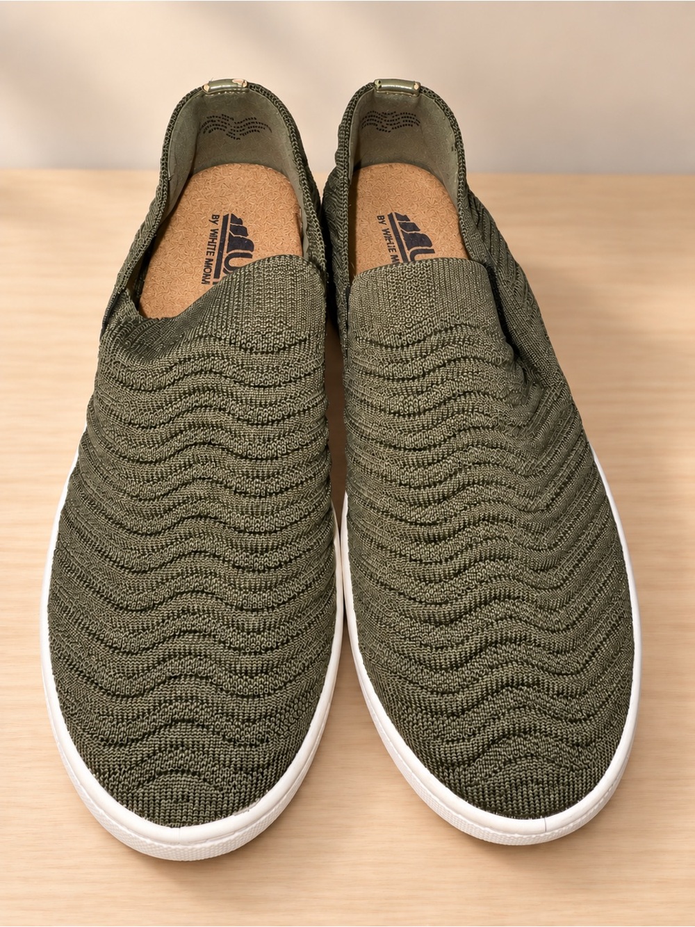 Cliffs by WHITE MOUNTAIN Olive Green Knit Slip-On Flats